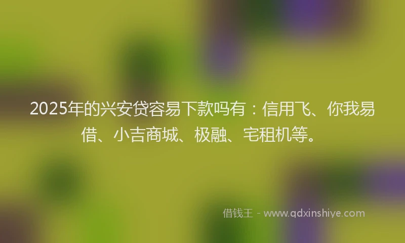 2025年的兴安贷容易下款吗有：信用飞、你我易借、小吉商城、极融、宅租机等。