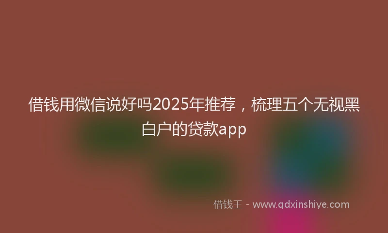 借钱用微信说好吗2025年推荐，梳理五个无视黑白户的贷款app