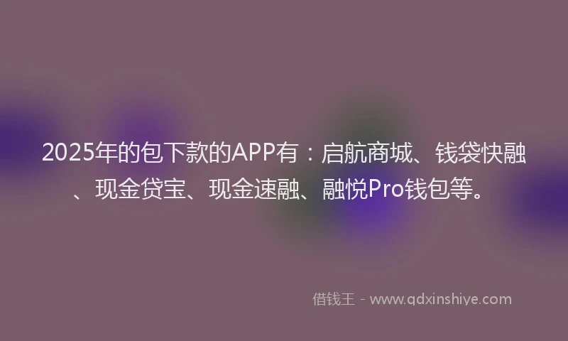 2025年的包下款的APP有：启航商城、钱袋快融、现金贷宝、现金速融、融悦Pro钱包等。