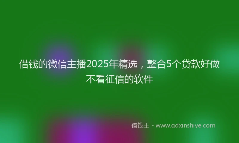 借钱的微信主播2025年精选，整合5个贷款好做不看征信的软件