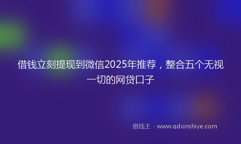 借钱立刻提现到微信2025年推荐，整合五个无视一切的网贷口子