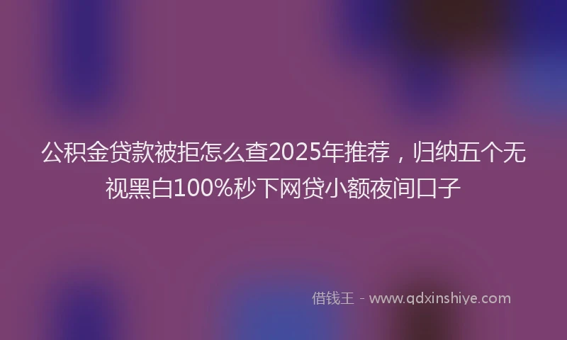 公积金贷款被拒怎么查2025年推荐，归纳五个无视黑白100%秒下网贷小额夜间口子