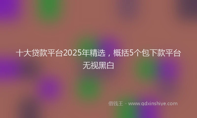 十大贷款平台2025年精选，概括5个包下款平台无视黑白
