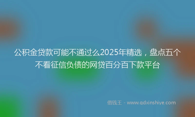 公积金贷款可能不通过么2025年精选，盘点五个不看征信负债的网贷百分百下款平台