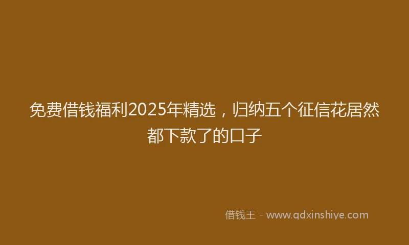 免费借钱福利2025年精选，归纳五个征信花居然都下款了的口子
