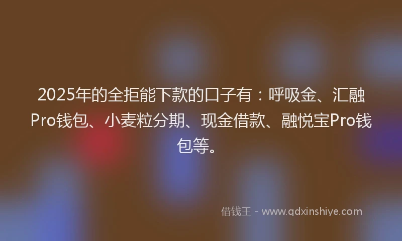 2025年的全拒能下款的口子有：呼吸金、汇融Pro钱包、小麦粒分期、现金借款、融悦宝Pro钱包等。