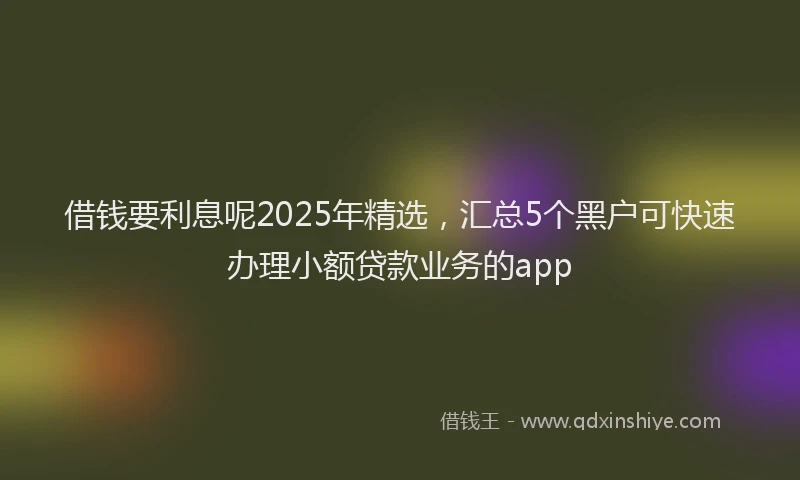 借钱要利息呢2025年精选，汇总5个黑户可快速办理小额贷款业务的app