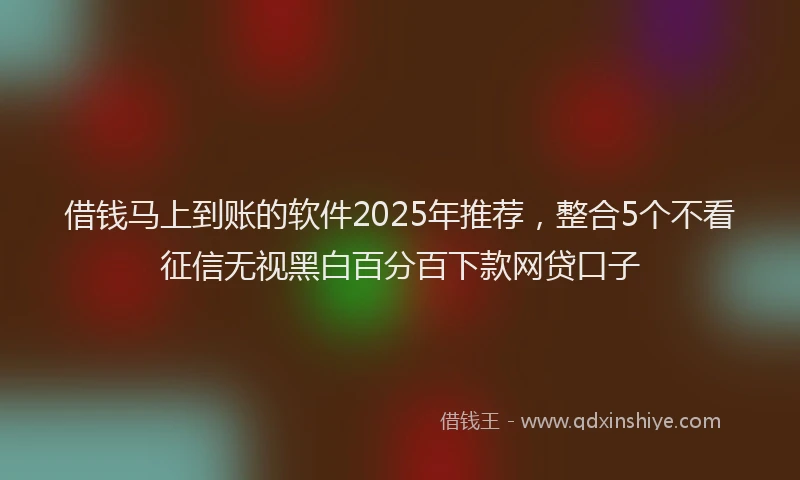 借钱马上到账的软件2025年推荐，整合5个不看征信无视黑白百分百下款网贷口子
