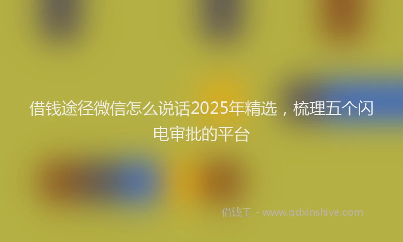 借钱途径微信怎么说话2025年精选，梳理五个闪电审批的平台