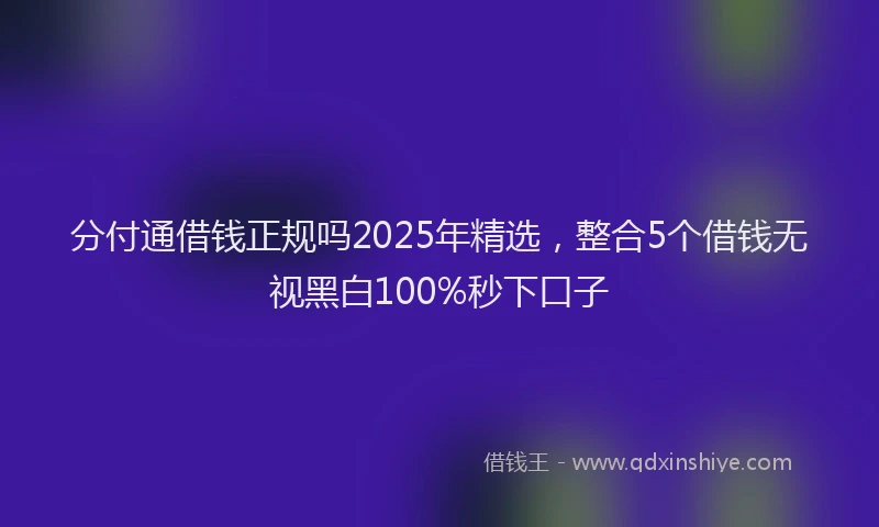 分付通借钱正规吗2025年精选，整合5个借钱无视黑白100%秒下口子
