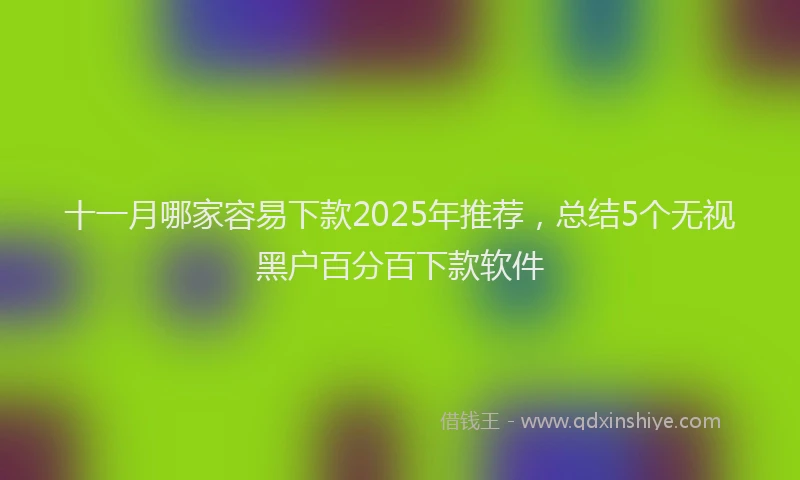十一月哪家容易下款2025年推荐，总结5个无视黑户百分百下款软件