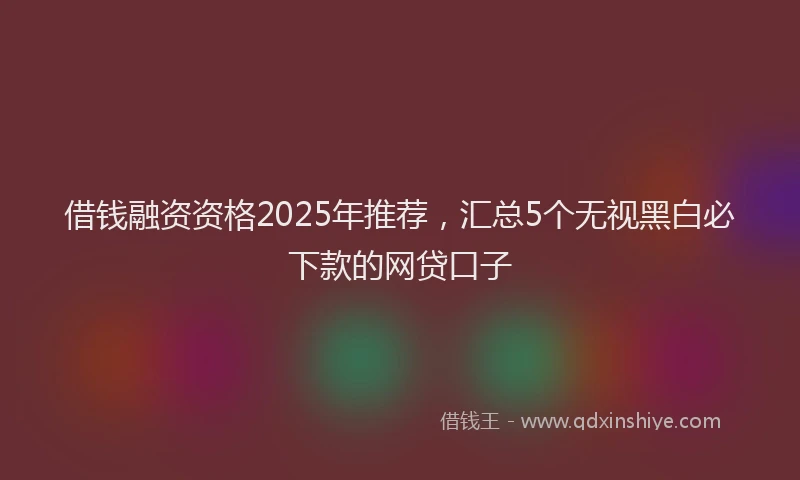 借钱融资资格2025年推荐，汇总5个无视黑白必下款的网贷口子