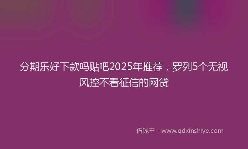 分期乐好下款吗贴吧2025年推荐，罗列5个无视风控不看征信的网贷