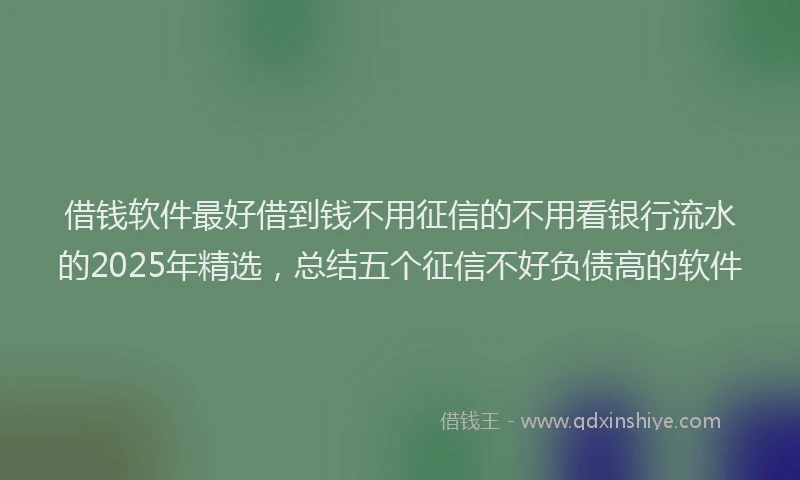借钱软件最好借到钱不用征信的不用看银行流水的2025年精选，总结五个征信不好负债高的软件