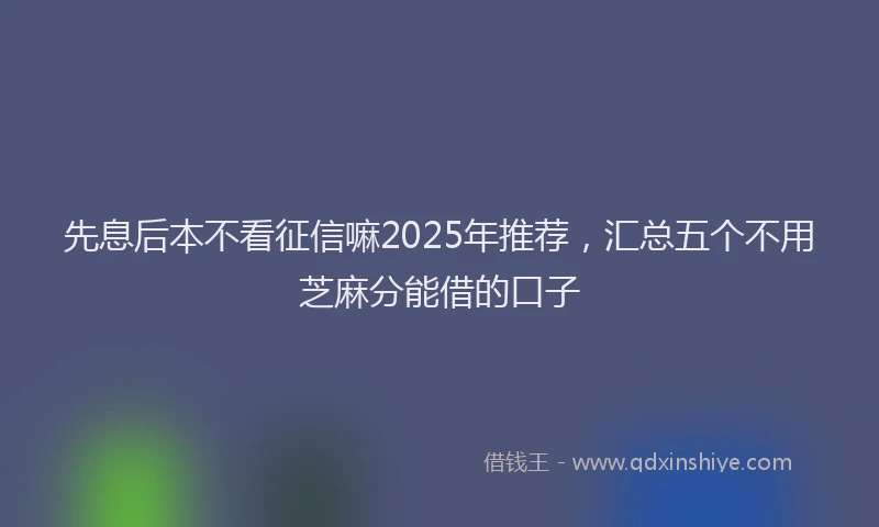 先息后本不看征信嘛2025年推荐，汇总五个不用芝麻分能借的口子