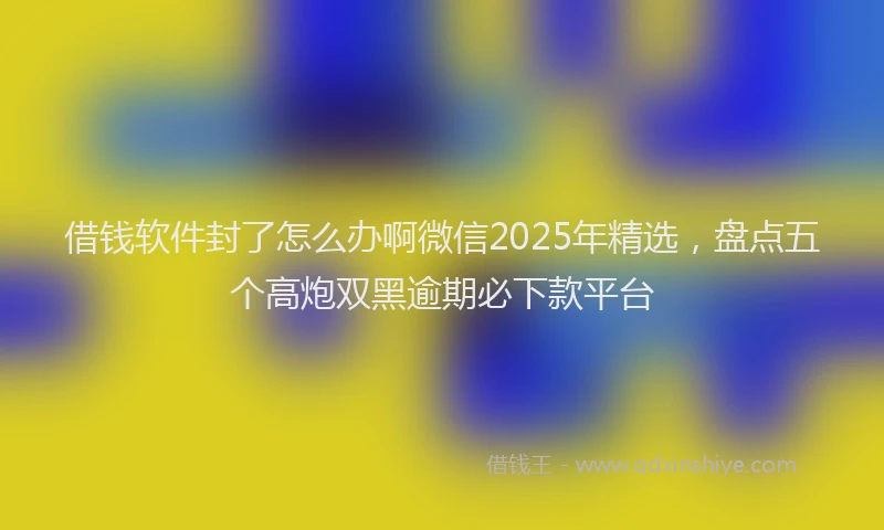 借钱软件封了怎么办啊微信2025年精选，盘点五个高炮双黑逾期必下款平台