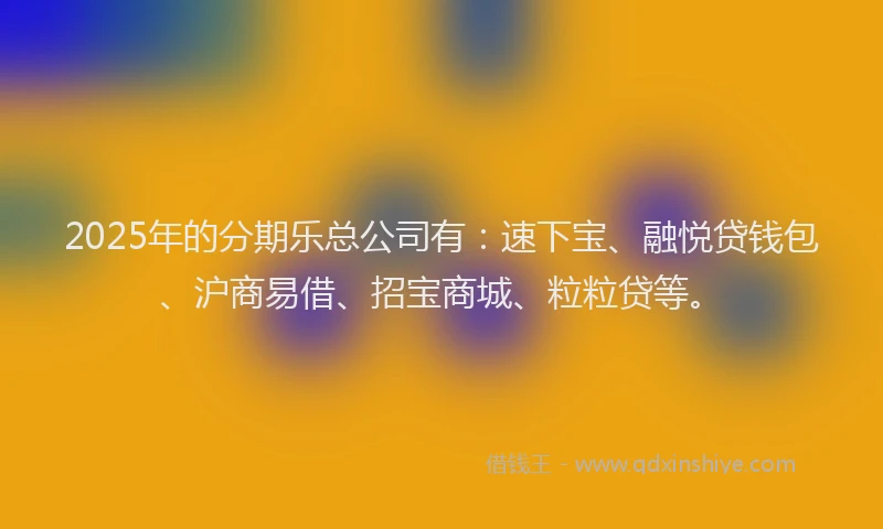 2025年的分期乐总公司有：速下宝、融悦贷钱包、沪商易借、招宝商城、粒粒贷等。