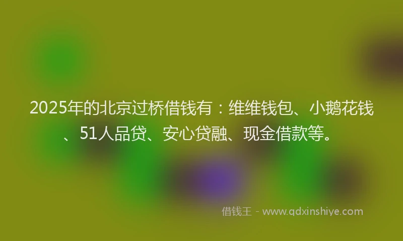 2025年的北京过桥借钱有：维维钱包、小鹅花钱、51人品贷、安心贷融、现金借款等。