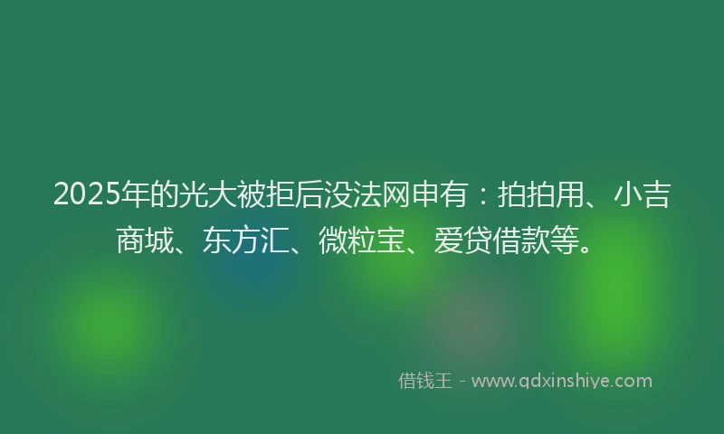 2025年的光大被拒后没法网申有：拍拍用、小吉商城、东方汇、微粒宝、爱贷借款等。