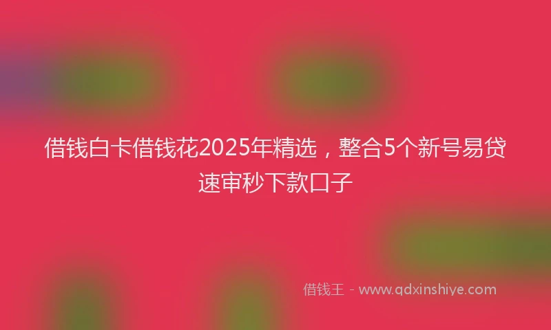 借钱白卡借钱花2025年精选，整合5个新号易贷速审秒下款口子