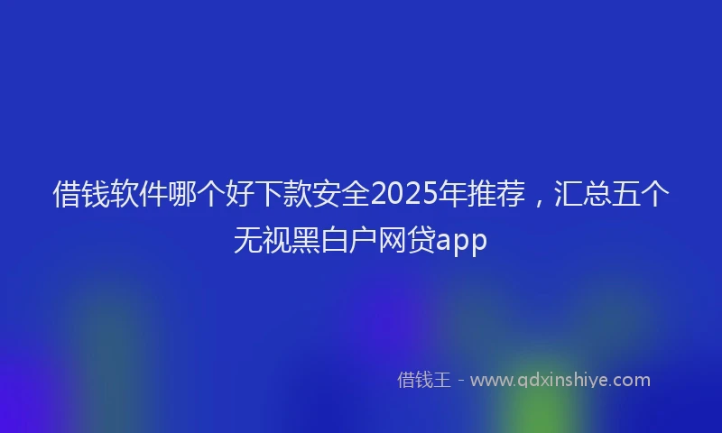 借钱软件哪个好下款安全2025年推荐，汇总五个无视黑白户网贷app