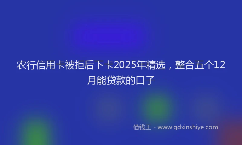 农行信用卡被拒后下卡2025年精选，整合五个12月能贷款的口子