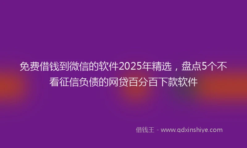 免费借钱到微信的软件2025年精选，盘点5个不看征信负债的网贷百分百下款软件