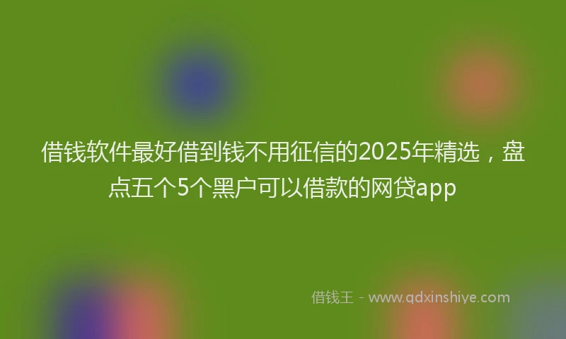 借钱软件最好借到钱不用征信的2025年精选，盘点五个5个黑户可以借款的网贷app