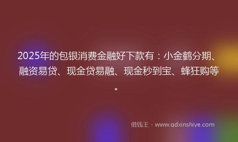 2025年的包银消费金融好下款有：小金鹤分期、融资易贷、现金贷易融、现金秒到宝、蜂狂购等。