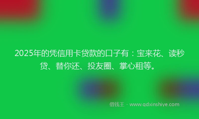 2025年的凭信用卡贷款的口子有：宝来花、读秒贷、替你还、投友圈、掌心租等。