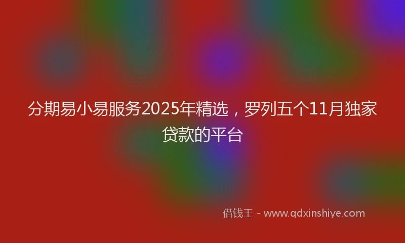 分期易小易服务2025年精选，罗列五个11月独家贷款的平台