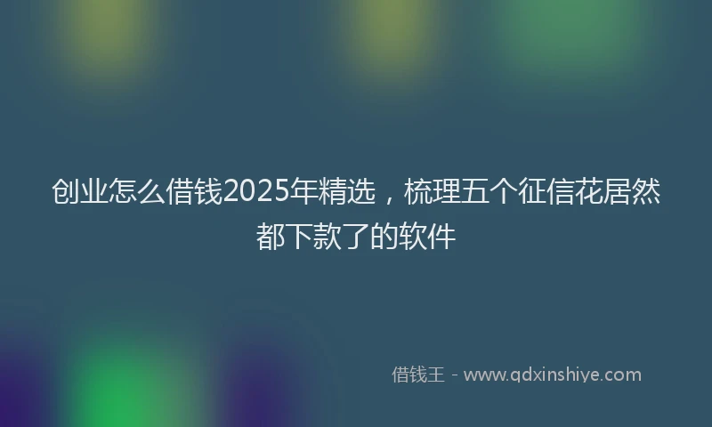 创业怎么借钱2025年精选，梳理五个征信花居然都下款了的软件