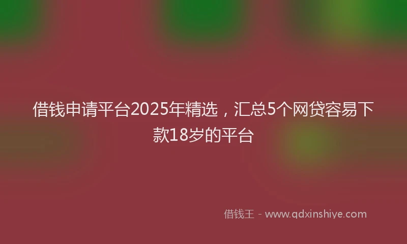 借钱申请平台2025年精选，汇总5个网贷容易下款18岁的平台