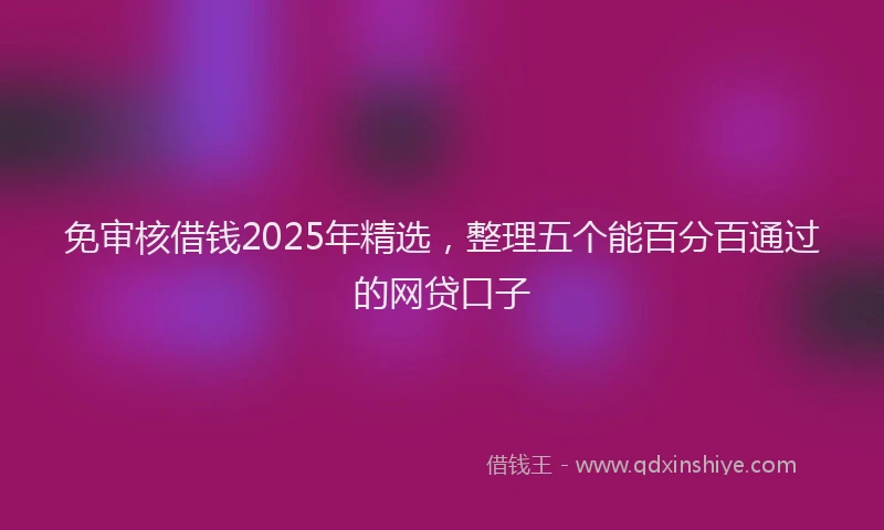 免审核借钱2025年精选，整理五个能百分百通过的网贷口子