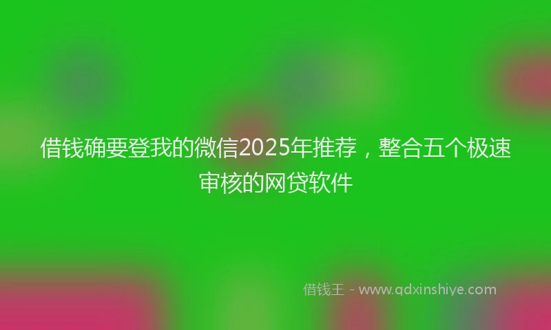 借钱确要登我的微信2025年推荐，整合五个极速审核的网贷软件