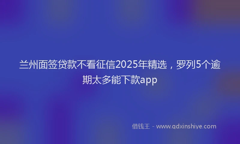 兰州面签贷款不看征信2025年精选，罗列5个逾期太多能下款app