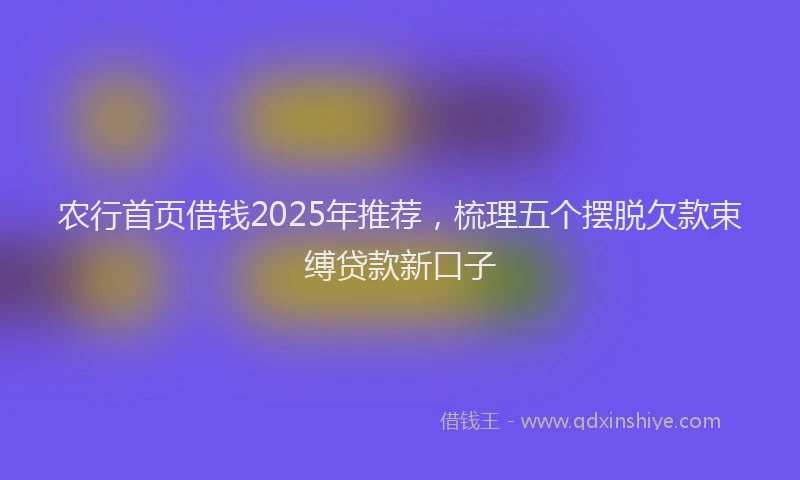 农行首页借钱2025年推荐，梳理五个摆脱欠款束缚贷款新口子