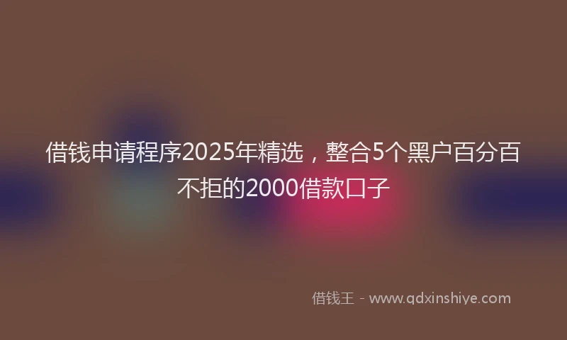 借钱申请程序2025年精选，整合5个黑户百分百不拒的2000借款口子
