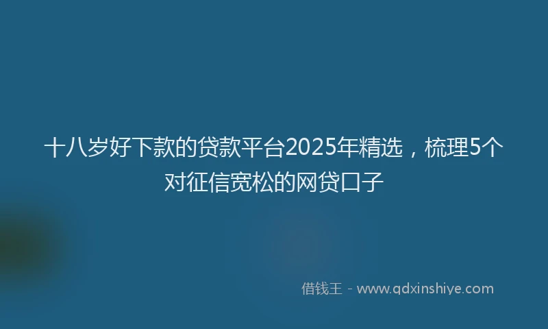 十八岁好下款的贷款平台2025年精选，梳理5个对征信宽松的网贷口子