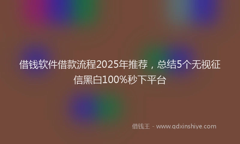 借钱软件借款流程2025年推荐，总结5个无视征信黑白100%秒下平台