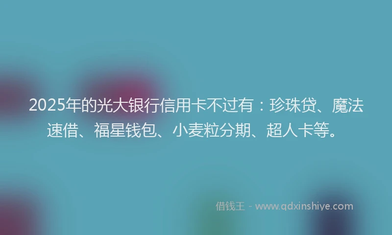 2025年的光大银行信用卡不过有：珍珠贷、魔法速借、福星钱包、小麦粒分期、超人卡等。