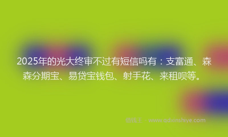 2025年的光大终审不过有短信吗有：支富通、森森分期宝、易贷宝钱包、射手花、来租呗等。