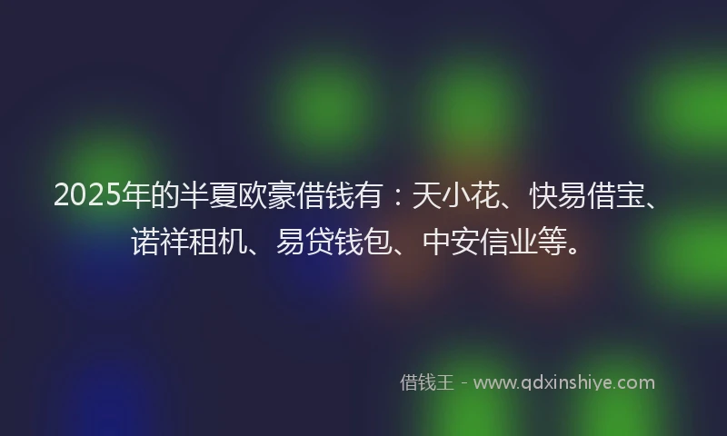 2025年的半夏欧豪借钱有：天小花、快易借宝、诺祥租机、易贷钱包、中安信业等。