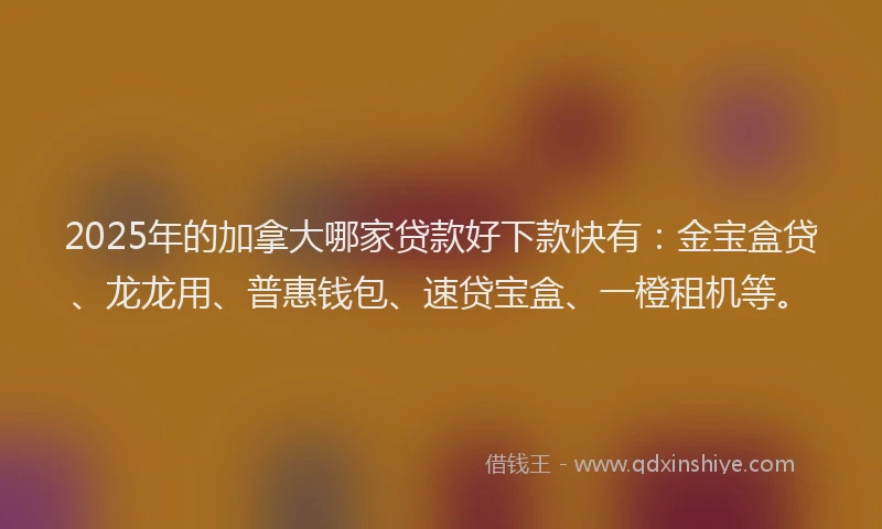 2025年的加拿大哪家贷款好下款快有：金宝盒贷、龙龙用、普惠钱包、速贷宝盒、一橙租机等。