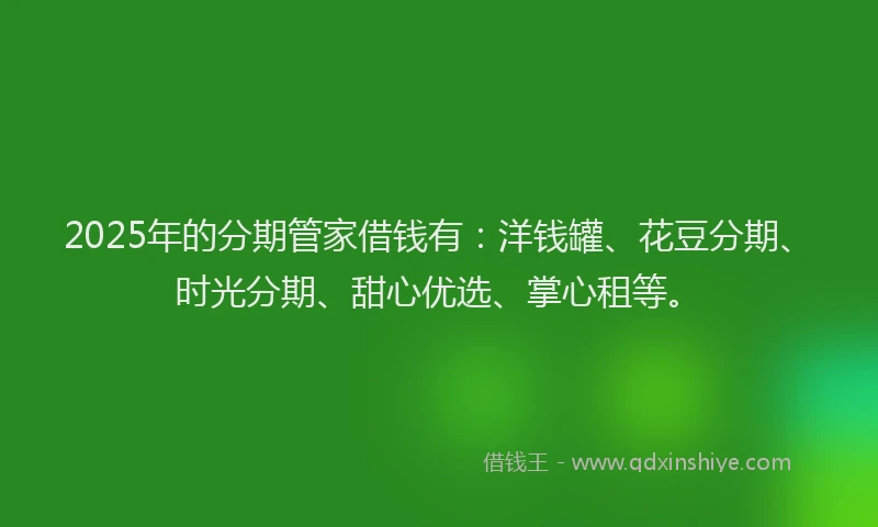 2025年的分期管家借钱有：洋钱罐、花豆分期、时光分期、甜心优选、掌心租等。