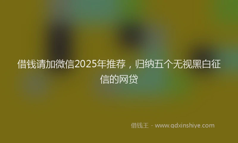 借钱请加微信2025年推荐，归纳五个无视黑白征信的网贷
