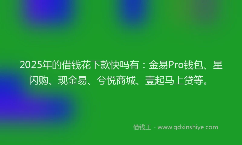 2025年的借钱花下款快吗有：金易Pro钱包、星闪购、现金易、兮悦商城、壹起马上贷等。