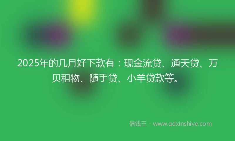 2025年的几月好下款有：现金流贷、通天贷、万贝租物、随手贷、小羊贷款等。