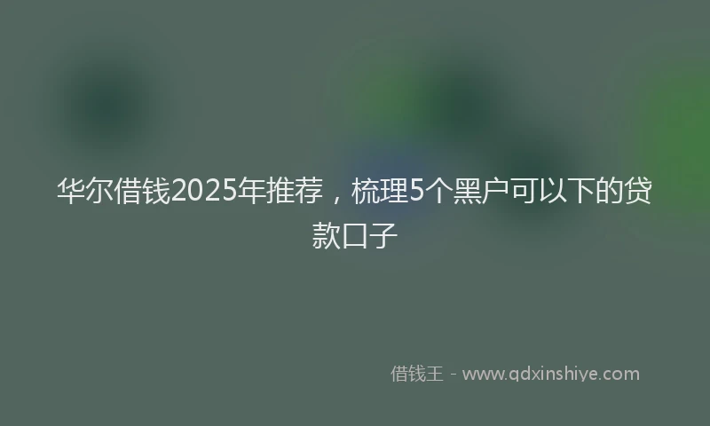 华尔借钱2025年推荐，梳理5个黑户可以下的贷款口子