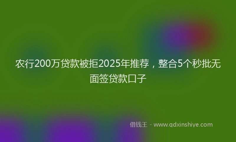 农行200万贷款被拒2025年推荐，整合5个秒批无面签贷款口子